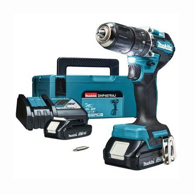 Immagine di TRAPANO AVVIT PERCUS BATTERIA DHP487RAJ MAKITA 18V.2 Ah